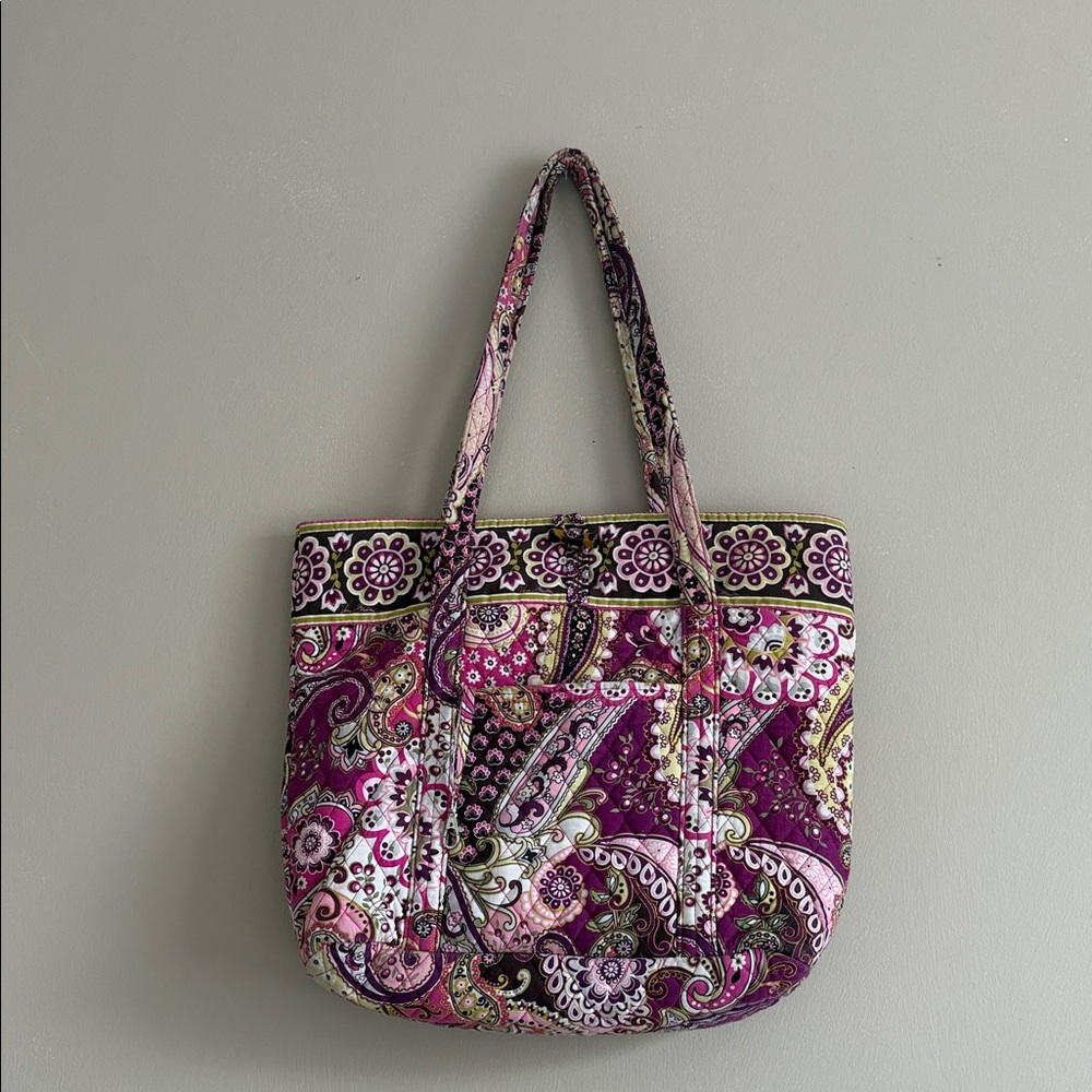 Vintage Vera Bradley Pink and Purple Paisley Quilted Tote